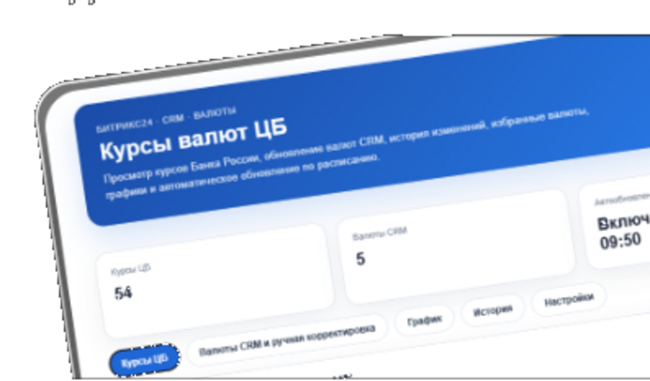Панель управления курсами валют для Битрикс24